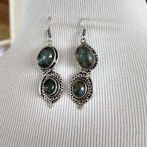 Jewelry - Just beautiful labradorite stamped 925 earrings Jewelry - Just beautiful labradorite stamped 925 earrings